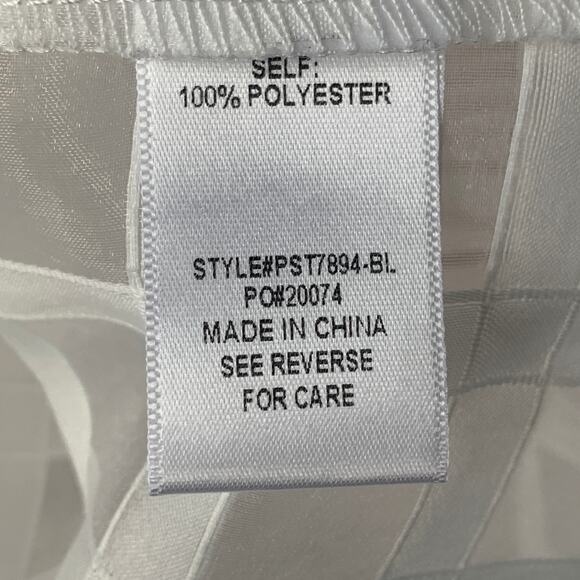 Polagram White Lattice Button Down Blouse Long Sleeve Pouf Shoulders Size Small - Picture 10 of 14